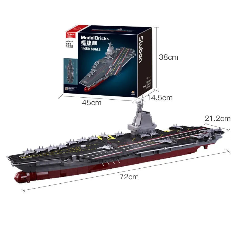 Sluban Building Block Set: Fujian Navy 003 Aircraft Carrier, Model SB1188