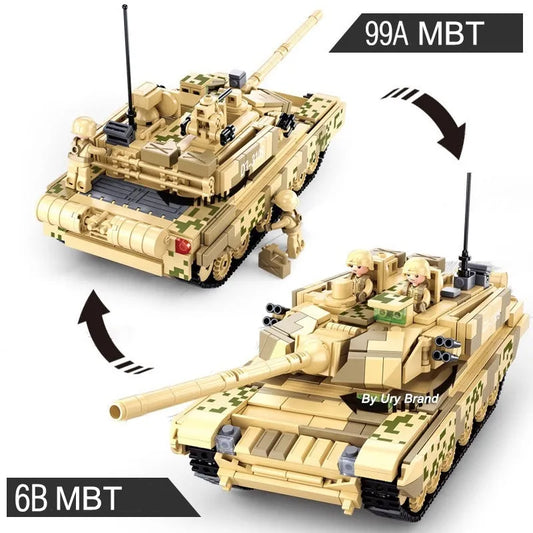 Sluban MOC Building Block Set: 99A MBT Main Battle Tank Kids, Model SB0790