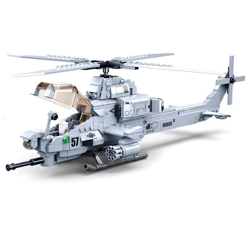 Sluban MOC Building Block Set: AH1Z Gunship Armed Helicopter, Model SB0838