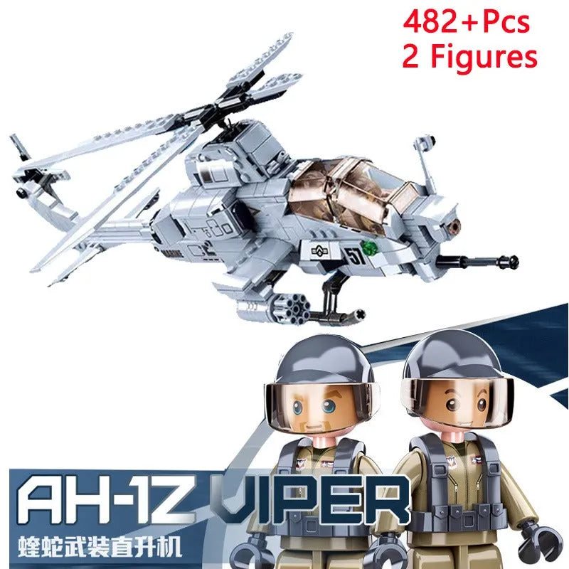 Sluban MOC Building Block Set: AH1Z Gunship Armed Helicopter, Model SB0838