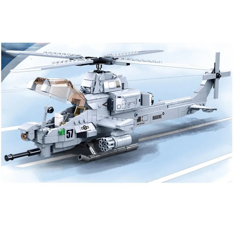 Sluban MOC Building Block Set: AH1Z Gunship Armed Helicopter, Model SB0838