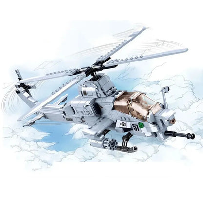 Sluban MOC Building Block Set: AH1Z Gunship Armed Helicopter, Model SB0838