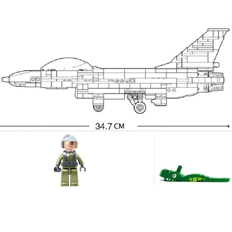 Sluban MOC Building Block Set: F-16C Falcon Fighter Jet Aircraft, Model SB0891