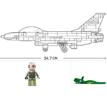 Sluban MOC Building Block Set: F-16C Falcon Fighter Jet Aircraft, Model SB0891