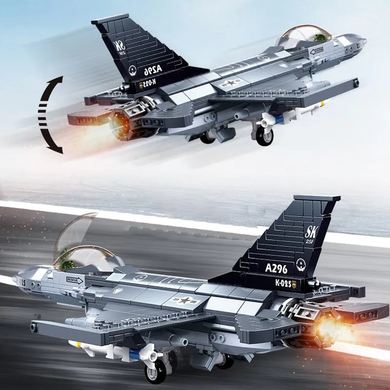 Sluban MOC Building Block Set: F-16C Falcon Fighter Jet Aircraft, Model SB0891