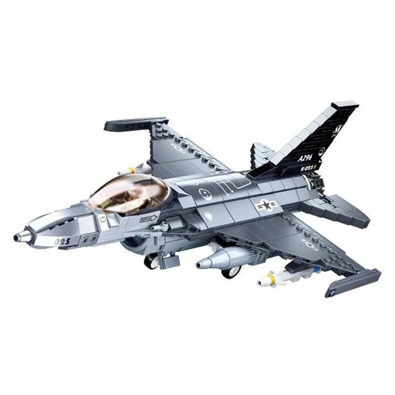 Sluban MOC Building Block Set: F-16C Falcon Fighter Jet Aircraft, Model SB0891
