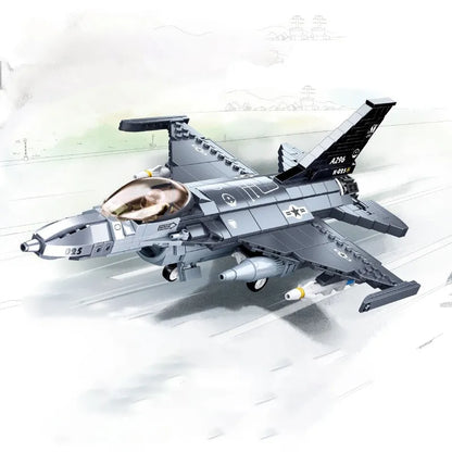 Sluban MOC Building Block Set: F-16C Falcon Fighter Jet Aircraft, Model SB0891