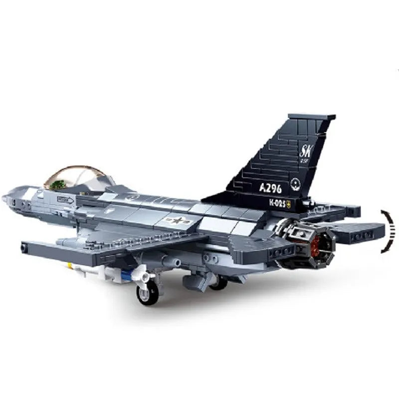 Sluban MOC Building Block Set: F-16C Falcon Fighter Jet Aircraft, Model SB0891