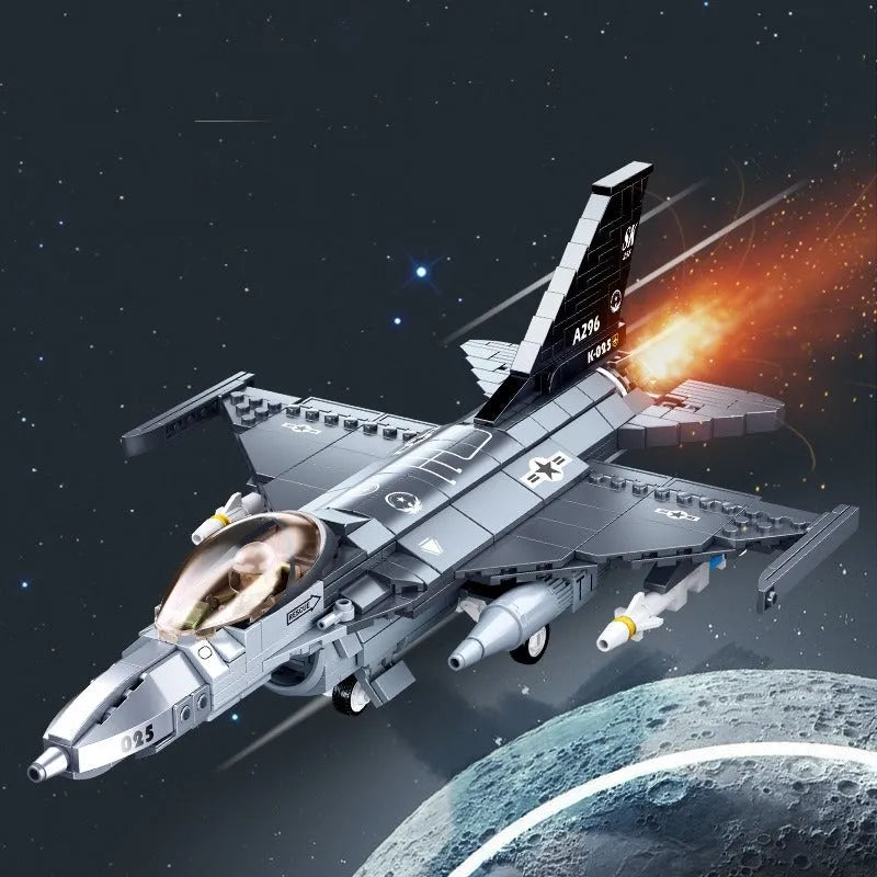 Sluban MOC Building Block Set: F-16C Falcon Fighter Jet Aircraft, Model SB0891