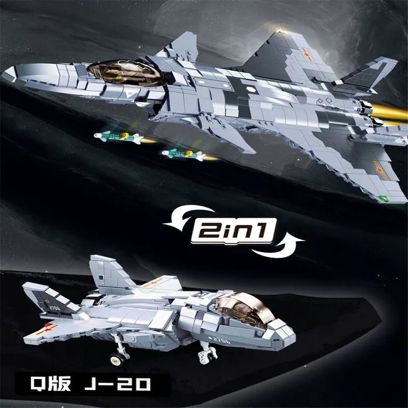 Sluban MOC Building Block Set: J-20 Stealth Fighter Aircraft, Model SB0931