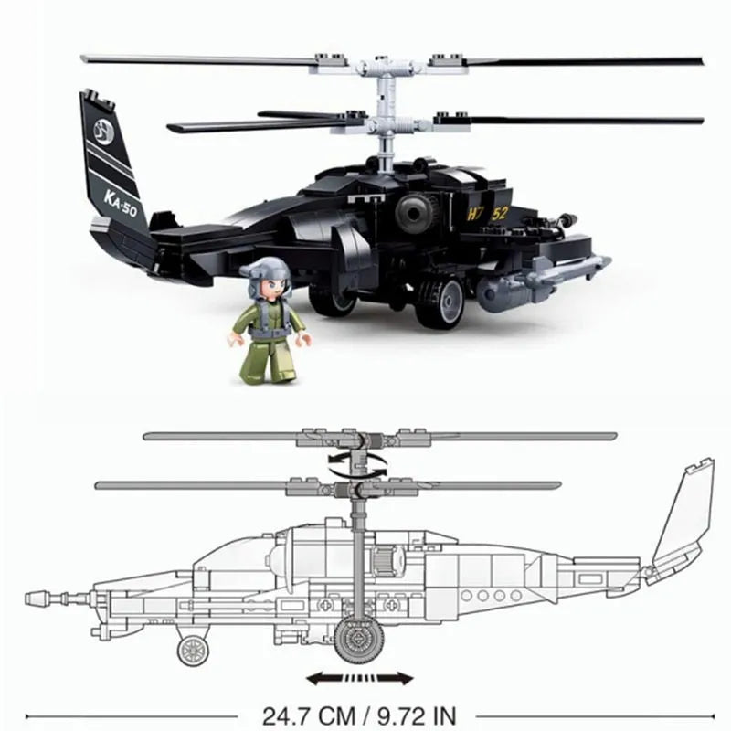 Sluban MOC Building Block Set: KA50 Armed Helicopter Gunship, Model SB0752
