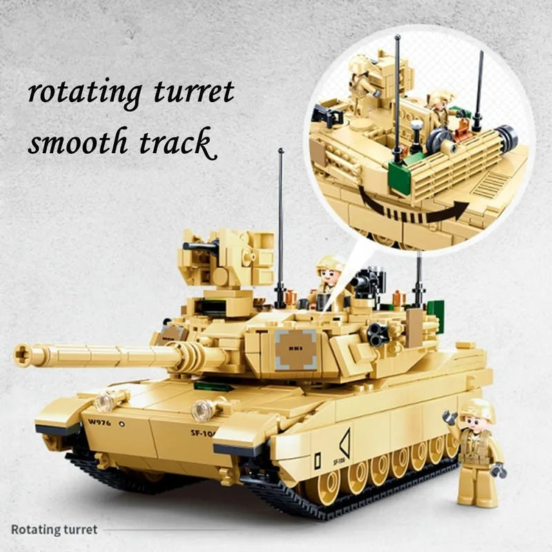 Sluban MOC Building Block Set: M1A2 Chariot V2 Main Battle Tank, Model SB0892
