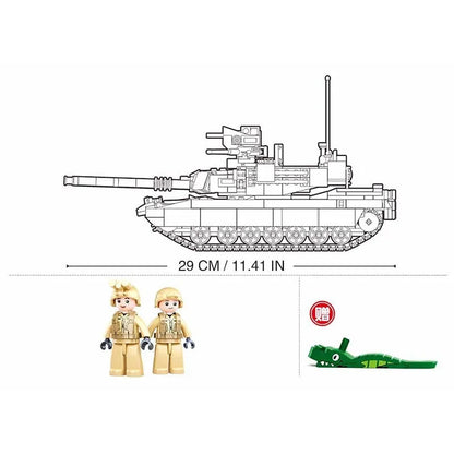 Sluban MOC Building Block Set: M1A2 Chariot V2 Main Battle Tank, Model SB0892