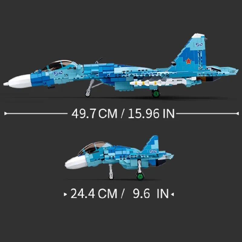 Sluban MOC Building Block Set: SU-27 Flanker Fighter Jet, Model SB0985