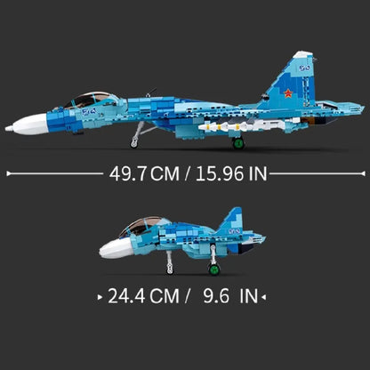 Sluban MOC Building Block Set: SU-27 Flanker Fighter Jet, Model SB0985