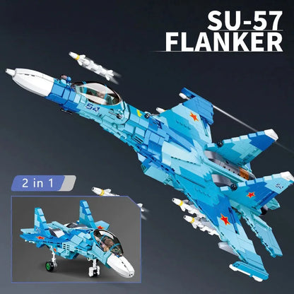 Sluban MOC Building Block Set: SU-27 Flanker Fighter Jet, Model SB0985