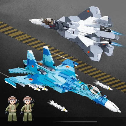 Sluban MOC Building Block Set: SU-27 Flanker Fighter Jet, Model SB0985
