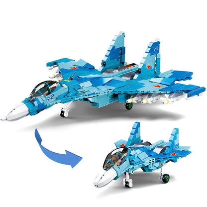 Sluban MOC Building Block Set: SU-27 Flanker Fighter Jet, Model SB0985