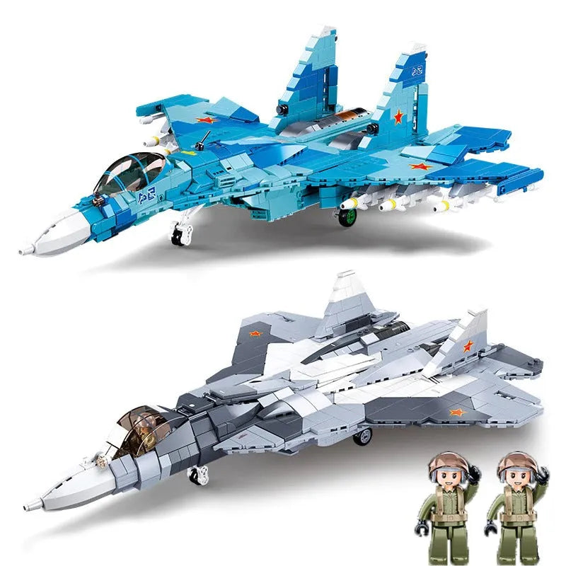 Sluban MOC Building Block Set: SU-27 Flanker Fighter Jet, Model SB0985