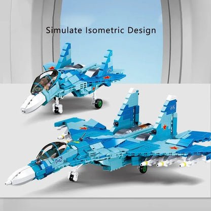 Sluban MOC Building Block Set: SU-27 Flanker Fighter Jet, Model SB0985