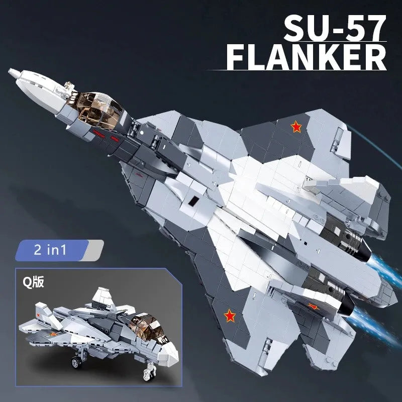 Sluban MOC Building Block Set: SU-57 Flanker Fighter Jet, Model SB0986
