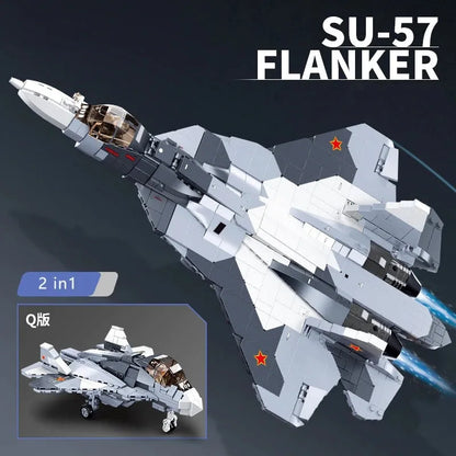 Sluban MOC Building Block Set: SU-57 Flanker Fighter Jet, Model SB0986