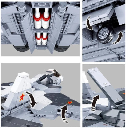 Sluban MOC Building Block Set: SU-57 Flanker Fighter Jet, Model SB0986