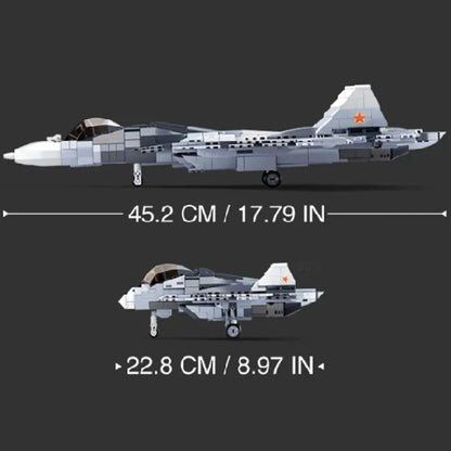 Sluban MOC Building Block Set: SU-57 Flanker Fighter Jet, Model SB0986
