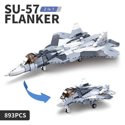 Sluban MOC Building Block Set: SU-57 Flanker Fighter Jet, Model SB0986