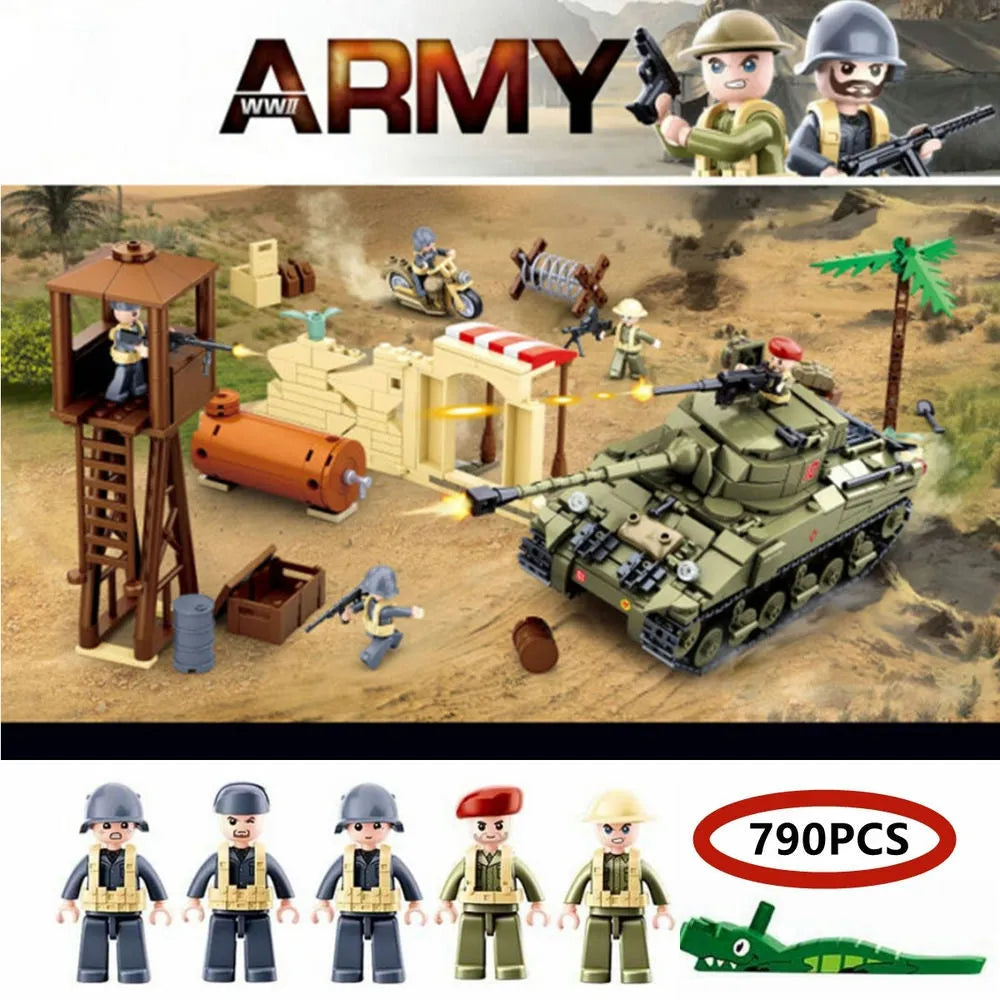 Sluban MOC Building Block Set: WW2 Army Battle Of El Alamein, Model SB0713