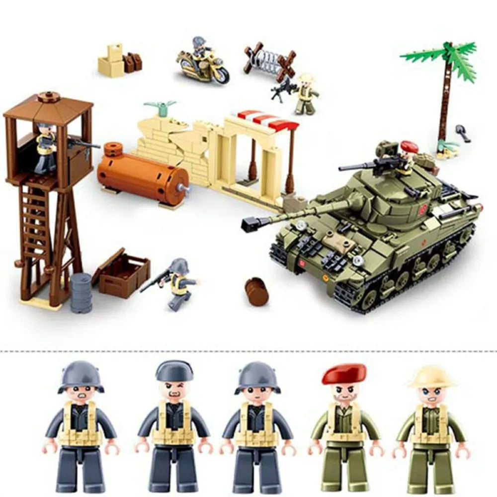 Sluban MOC Building Block Set: WW2 Army Battle Of El Alamein, Model SB0713