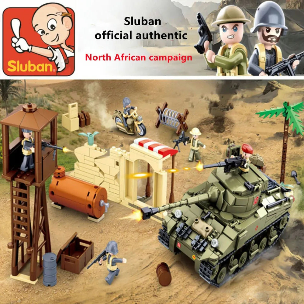 Sluban MOC Building Block Set: WW2 Army Battle Of El Alamein, Model SB0713