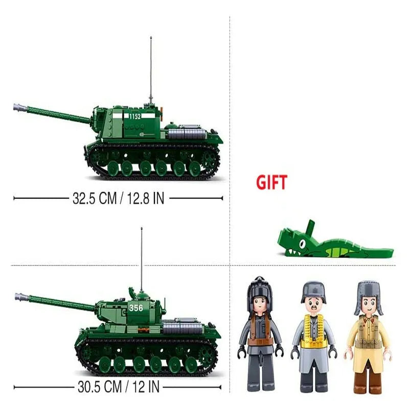 Sluban MOC Building Block Set: WW2 Heavy Main Battle Tank, Model SB0979