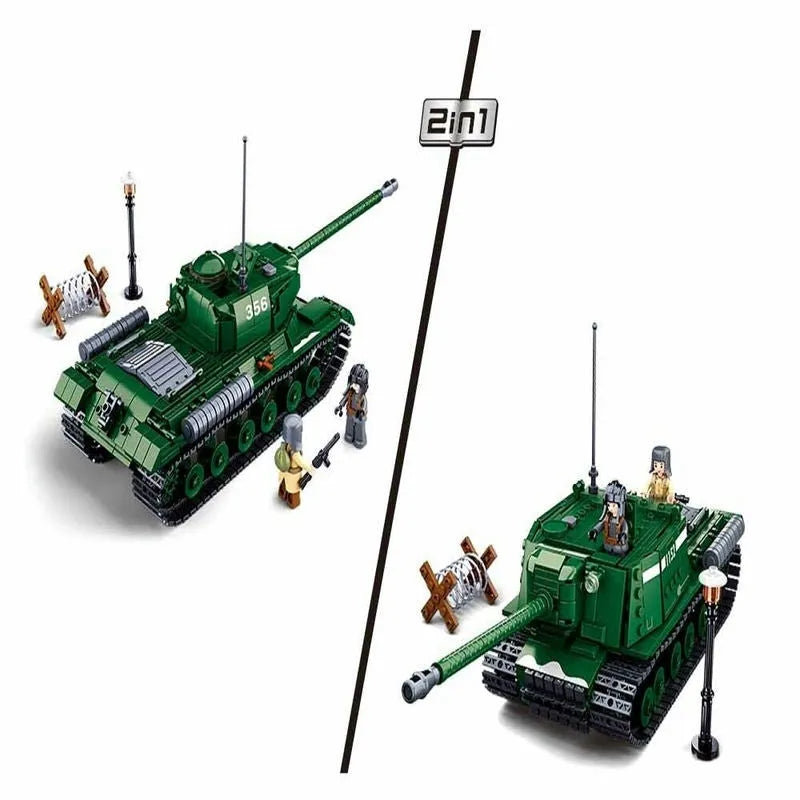 Sluban MOC Building Block Set: WW2 Heavy Main Battle Tank, Model SB0979