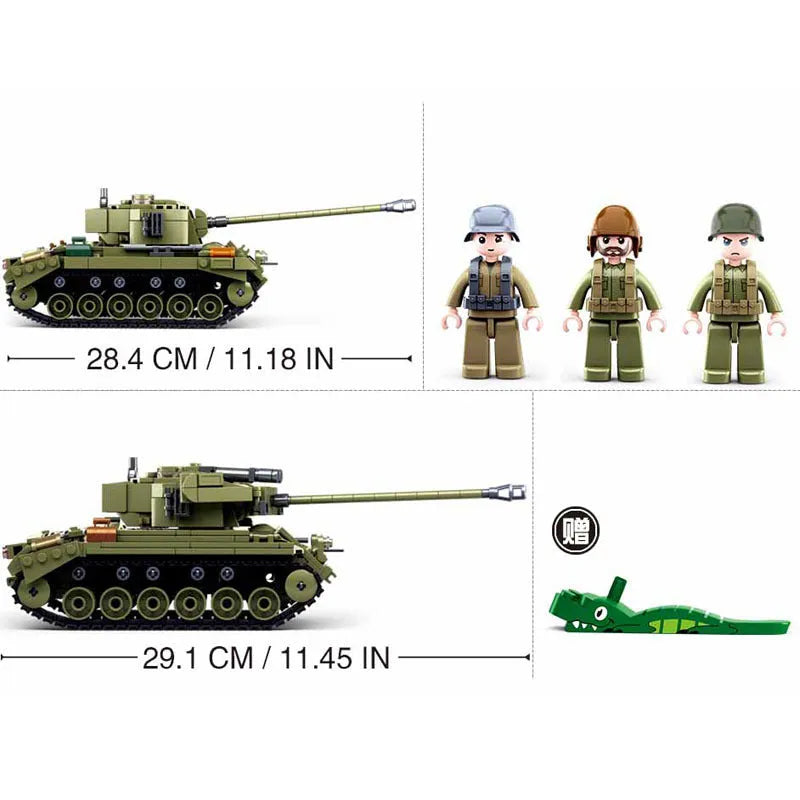 Sluban MOC Building Block Set: WW2 M26E1 Pershing Tank, Model SB0860