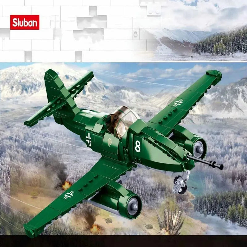 Sluban MOC Building Block Set: WW2 ME-262 Fighter Aircraft, Model SB0977