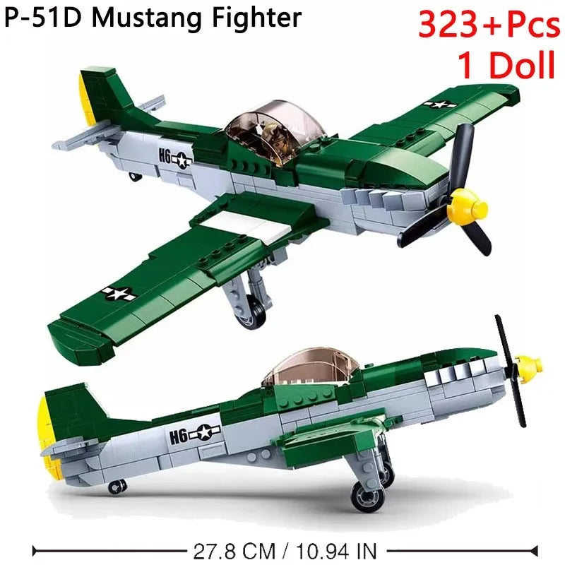 Sluban MOC Building Block Set: WW2 P51D Fighter Aircraft, Model SB0857