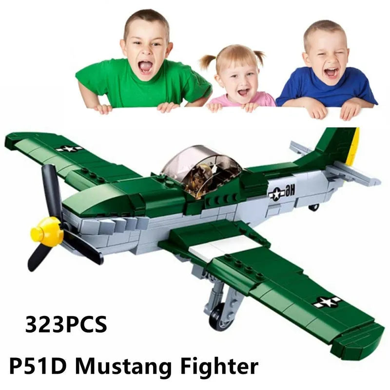 Sluban MOC Building Block Set: WW2 P51D Fighter Aircraft, Model SB0857