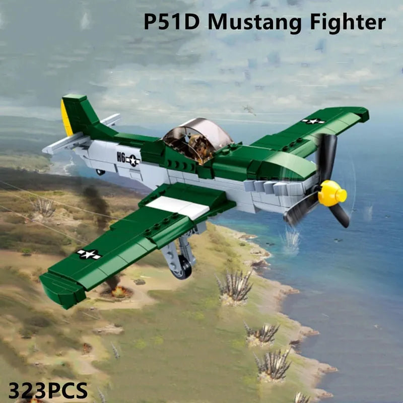 Sluban MOC Building Block Set: WW2 P51D Fighter Aircraft, Model SB0857