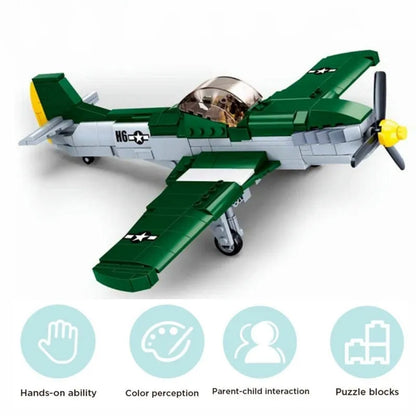 Sluban MOC Building Block Set: WW2 P51D Fighter Aircraft, Model SB0857