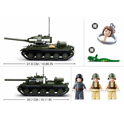 Sluban MOC Building Block Set: WW2 T34 85 Medium Tank, Model SB0689
