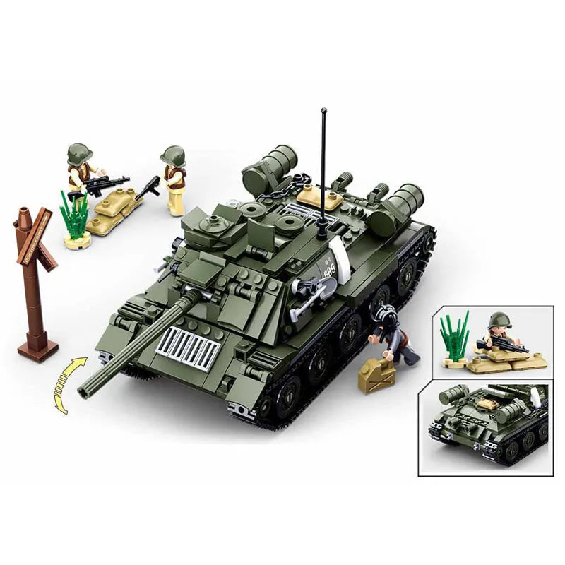 Sluban MOC Building Block Set: WW2 T34 85 Medium Tank, Model SB0689