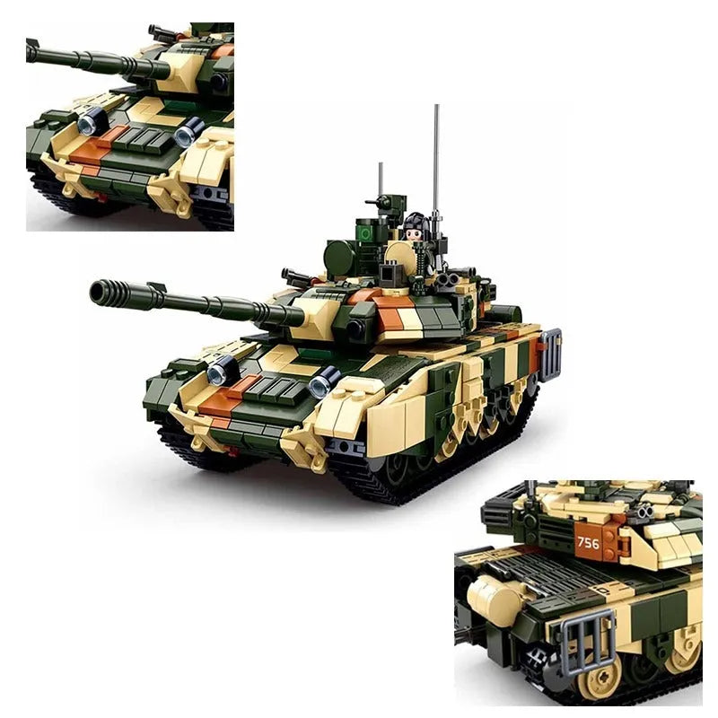Sluban MOC Building Block Set: WW2 T90MS Main Battle Tank, Model SB0756