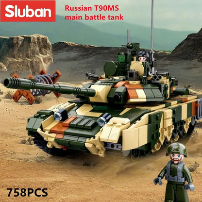 Sluban MOC Building Block Set: WW2 T90MS Main Battle Tank, Model SB0756