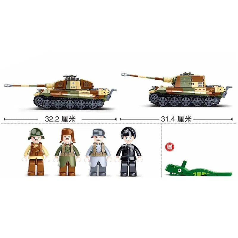 Sluban MOC Building Block Set: WW2 Tiger Heavy Battle Tank, Model SB0980
