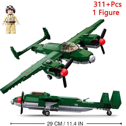 Sluban MOC Building Block Set: WW2 TU-2 Bomber Aircraft, Model SB0688