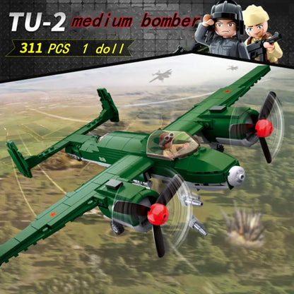 Sluban MOC Building Block Set: WW2 TU-2 Bomber Aircraft, Model SB0688