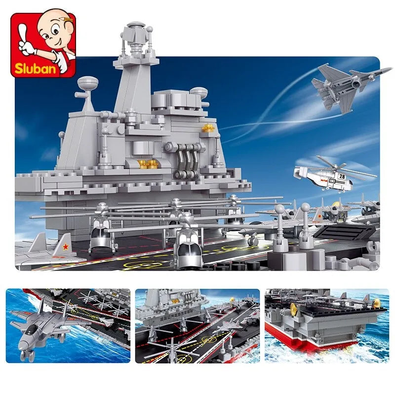 Sluban Building Block Set: WW2 Aircraft Carrier Warship, Model SB0399