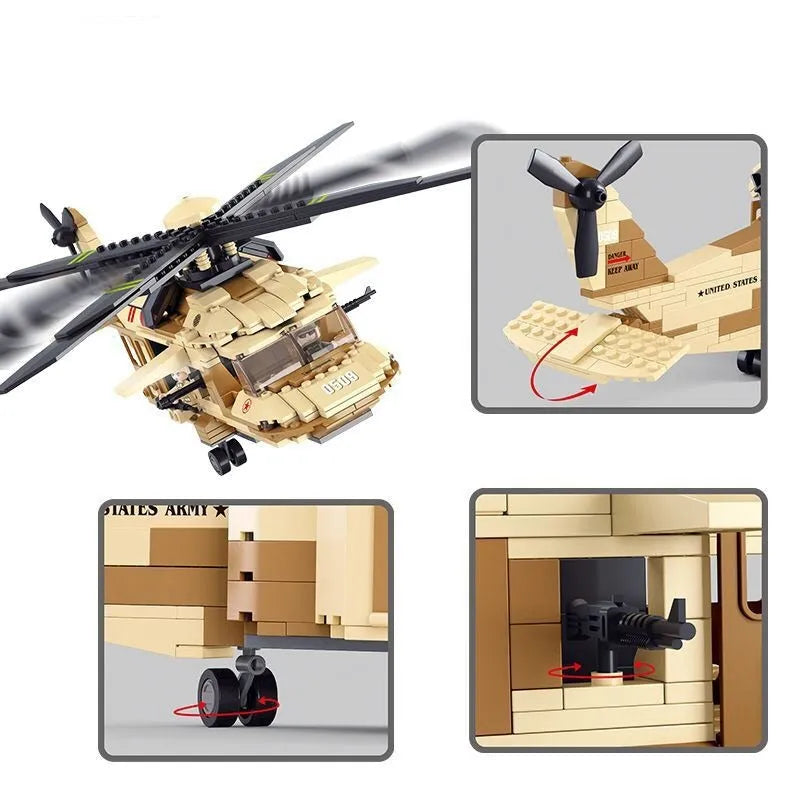Sluban Building Block Set: WW2 Army Transport Helicopter, Model SB0509