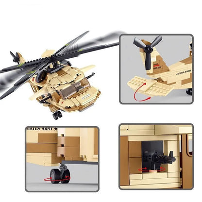 Sluban Building Block Set: WW2 Army Transport Helicopter, Model SB0509